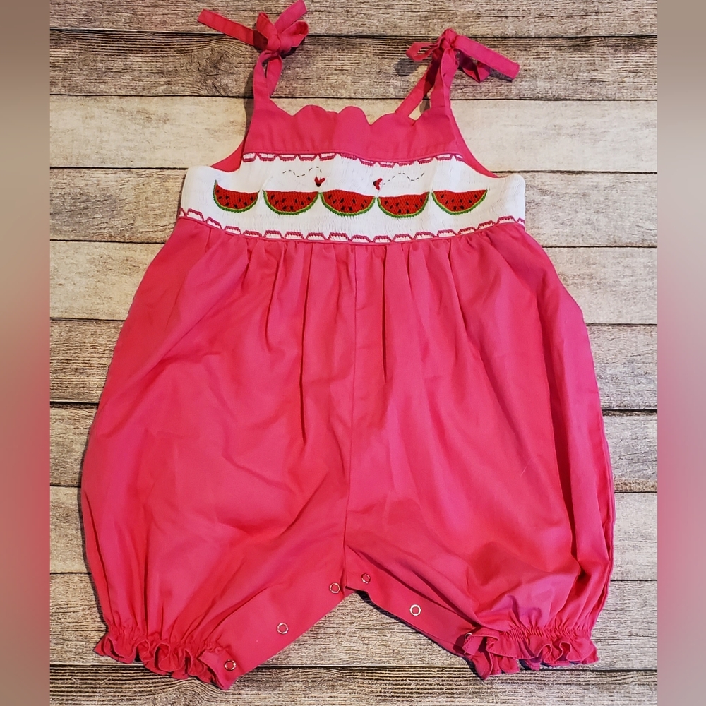Mom & Me Smocked Watermelon Romper Bubble Girls Size 12 Months